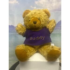 Ballard Tighe Little Brown Teddy Bear Purple Shirt Buddy Logo Plush Vintage
